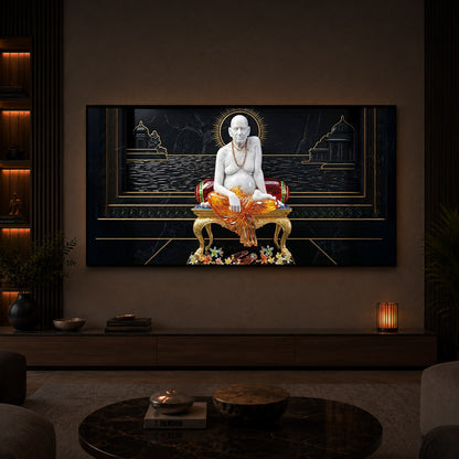 Swami Samarth Maharaj Modern Luxury Backlight Horizontal Wall Art