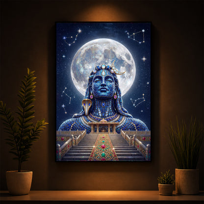 Divine Mahadev Modern Luxury Backlight Vertical Wall Art