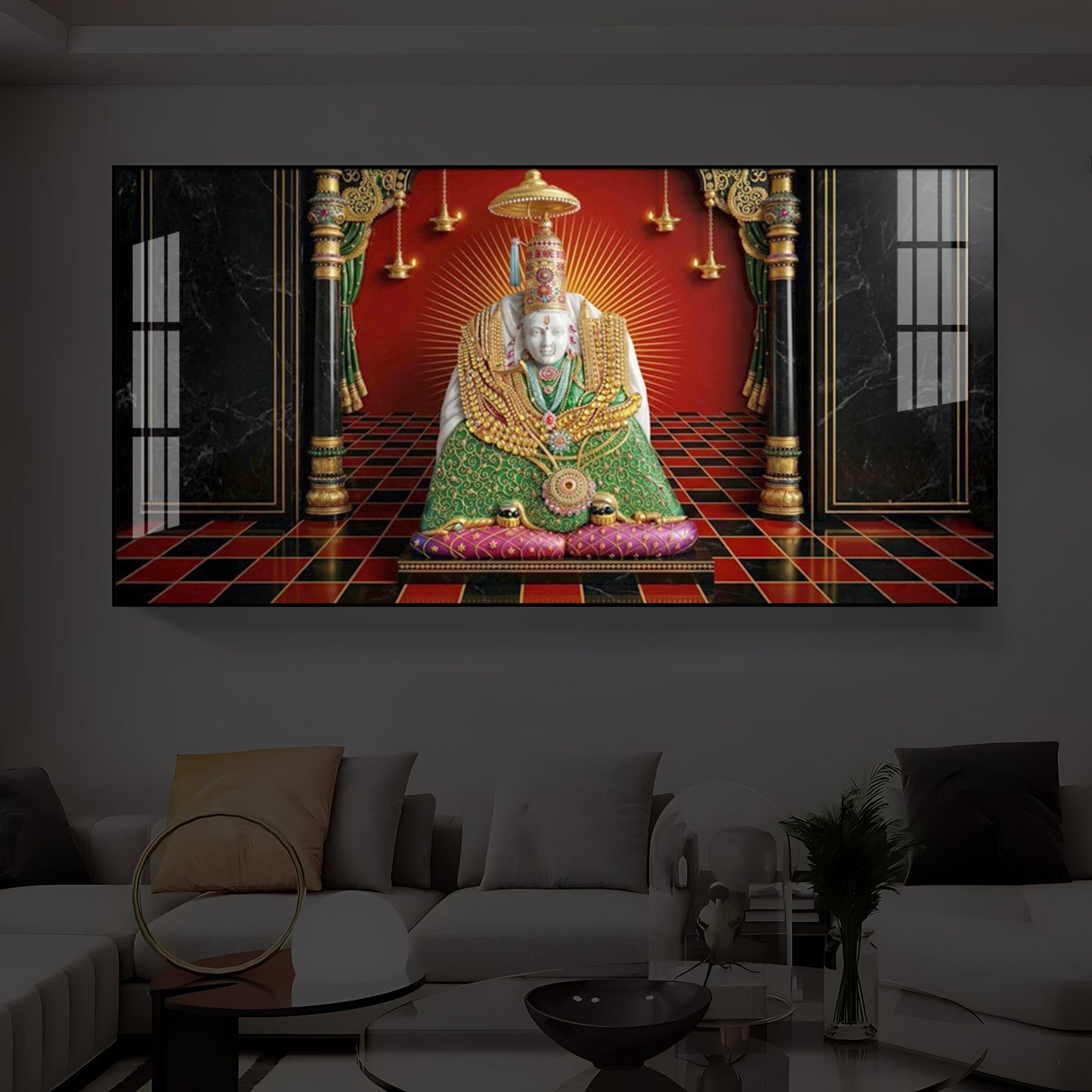 Shri Tulja Bhavani Modern Luxury Backlight Horizontal Wall Art