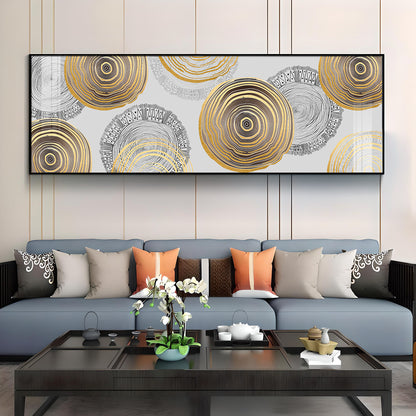 Elegant Gold and Black Rings Premium Acrylic Horizontal Wall Art