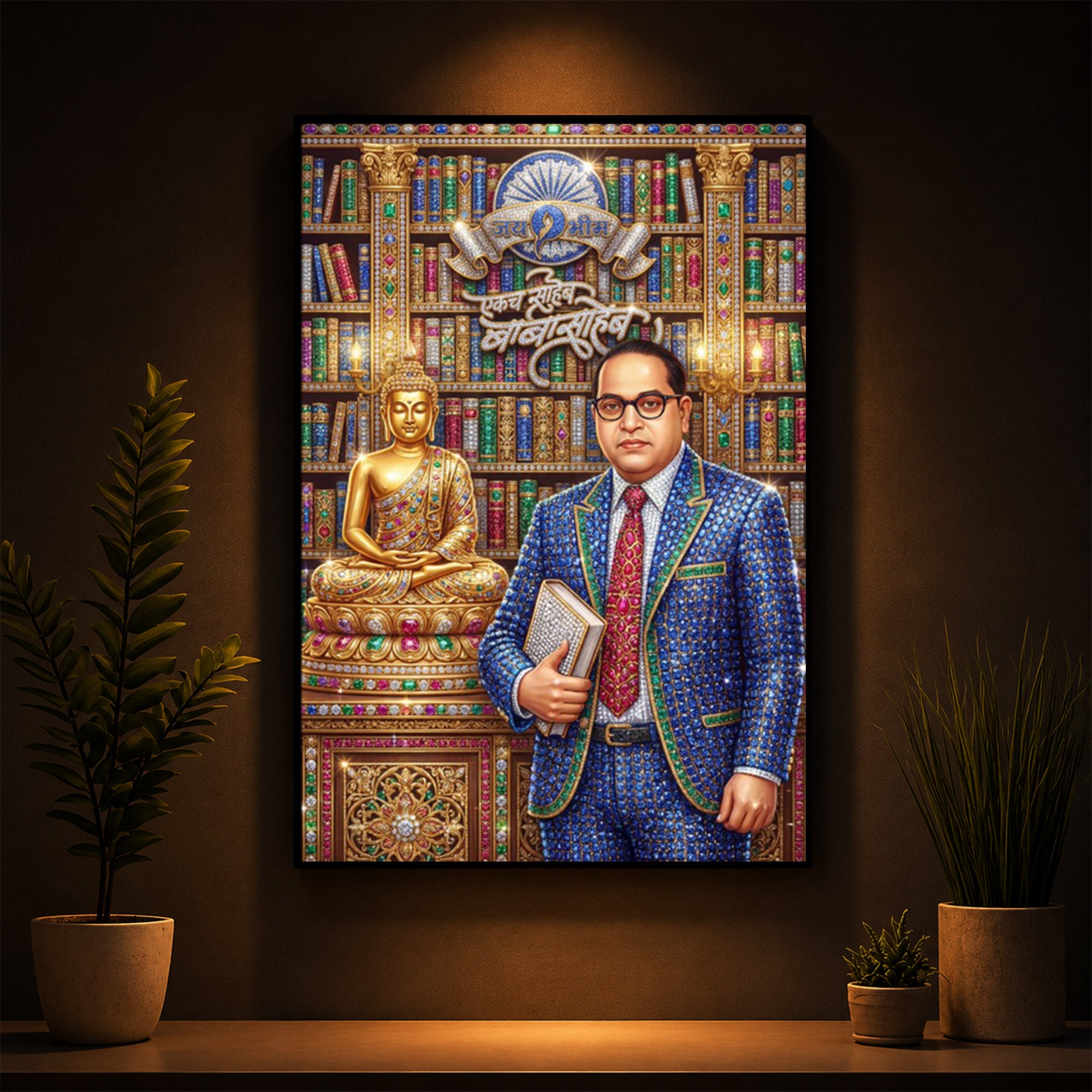 Dr. Bhimrao Ambedkar Ji Modern Luxury Backlight Vertical Wall Art
