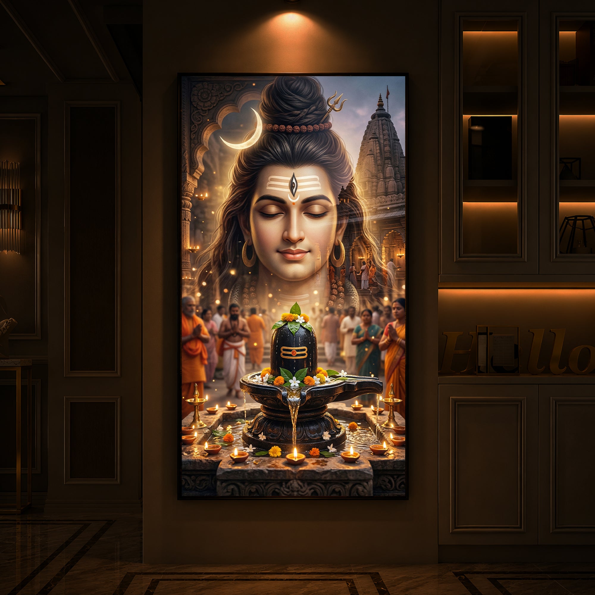 Lord Shiva Modern Luxury Backlight Vertical Wall Art