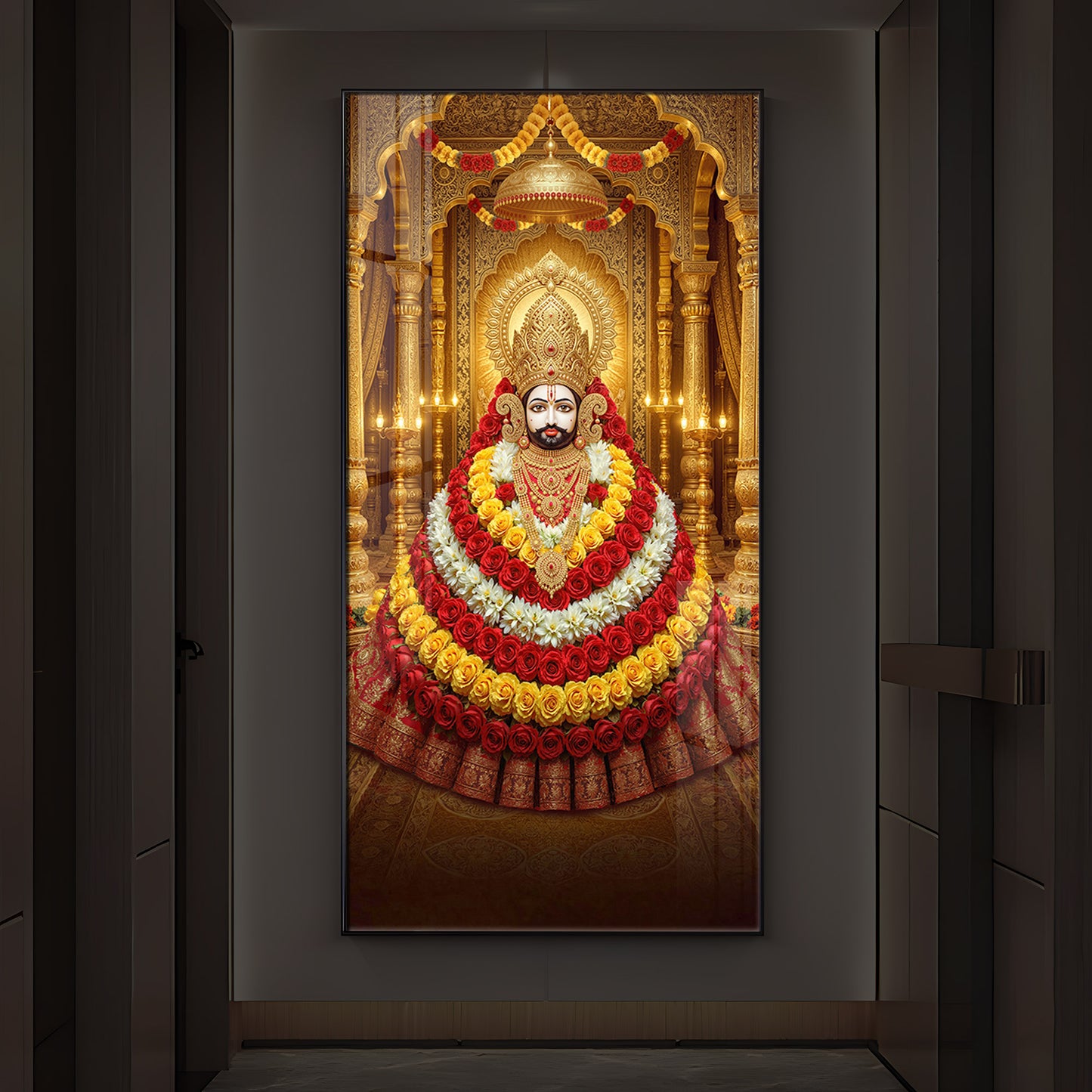 Khatu Shyam Baba Modern Luxury Backlight Vertical Wall Art