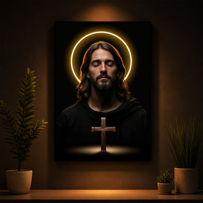 God Jesus Modern Luxury Backlight Vertical Wall Art