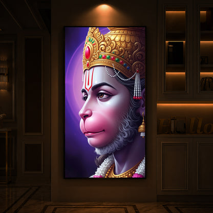 Jai Shri Hanuman Modern Luxury Backlight Vertical Wall Art
