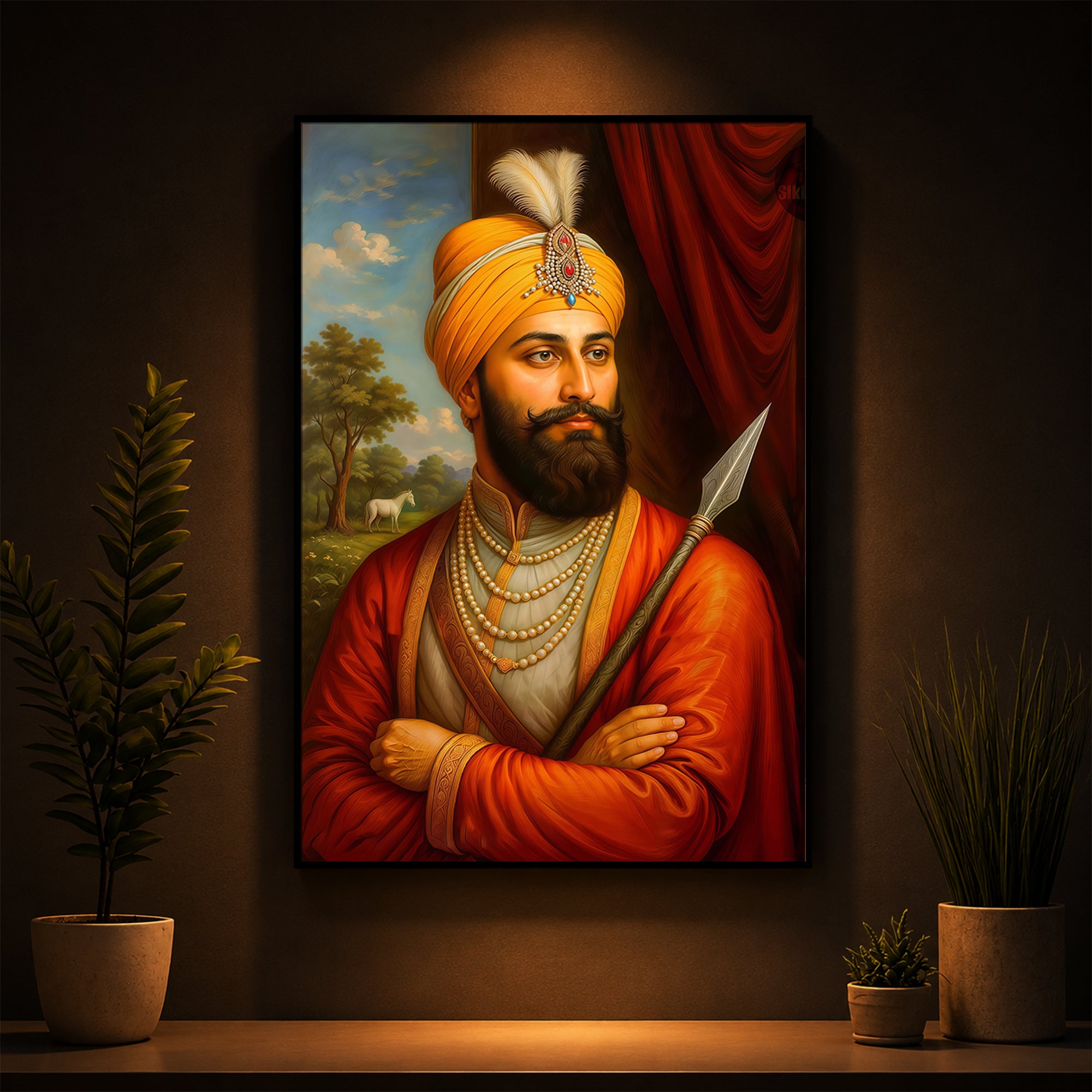 Prestigious Guru Gobind Singh Ji Modern Luxury Backlight Vertical Wall Art