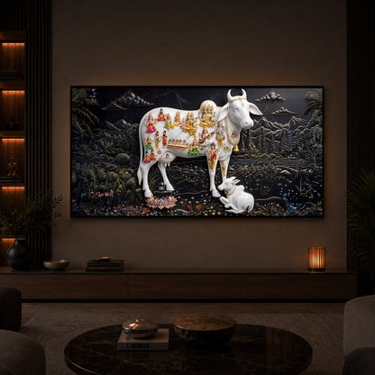 Decorative Kamdhenu Modern Luxury Backlight Horizontal Wall Art