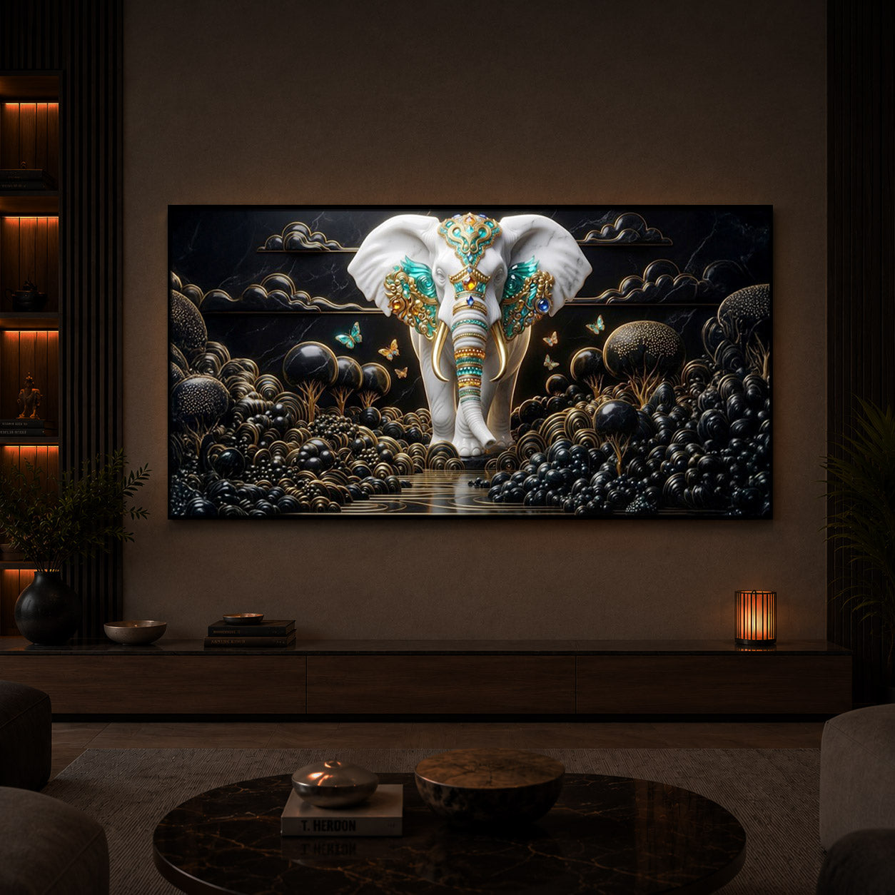 Majestic Elephant Modern Luxury Backlight Horizontal Wall Art