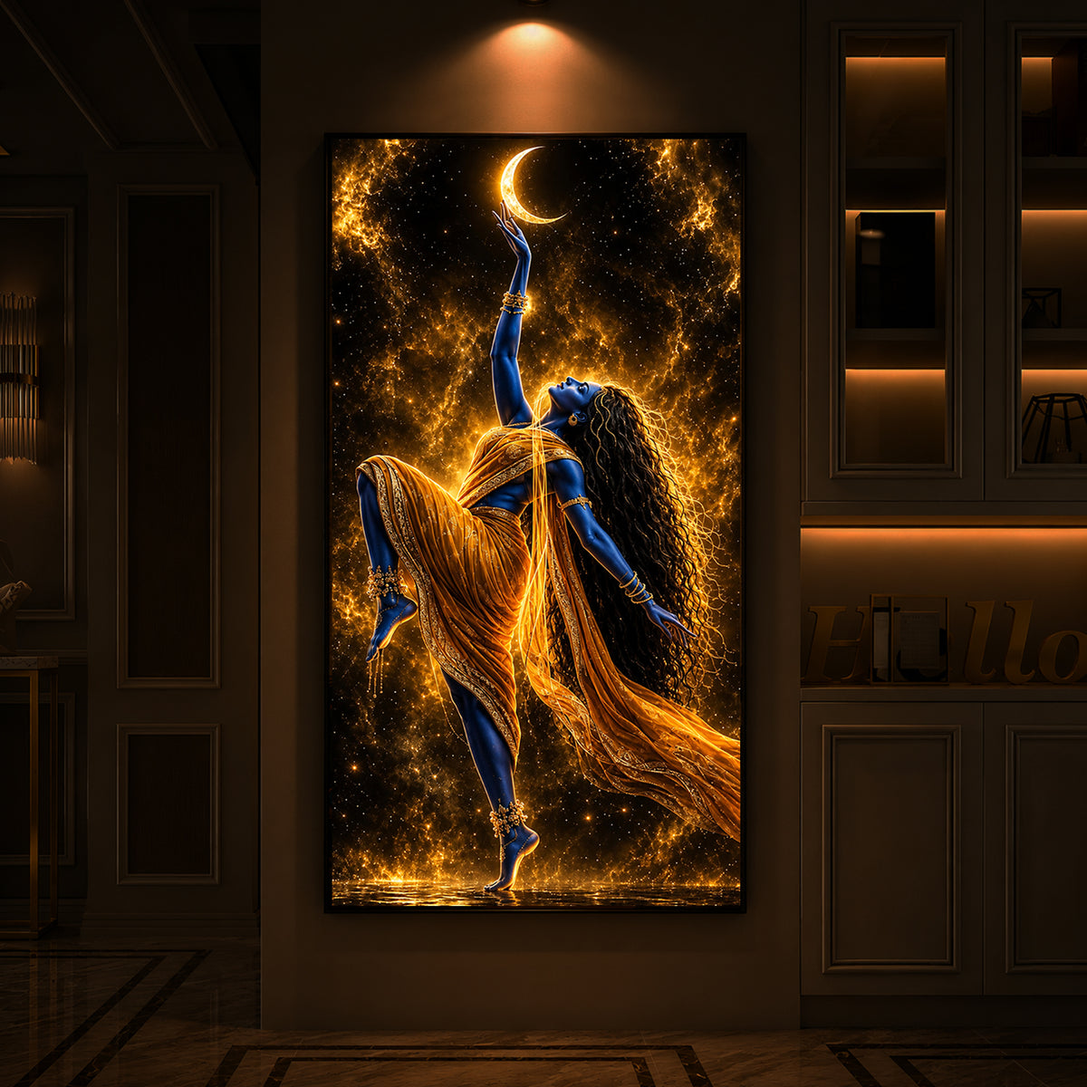 Divine Maa Kalaratri Modern Luxury Backlight Vertical Wall Art