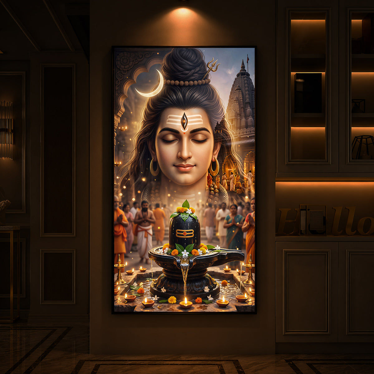 Lord Shiva Modern Luxury Backlight Vertical Wall Art