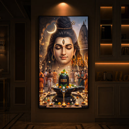 Lord Shiva Modern Luxury Backlight Vertical Wall Art