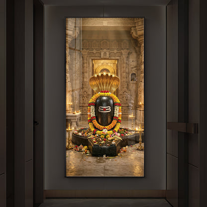 Shree Somnath Jyotirlinga Modern Luxury Backlight Vertical Wall Art