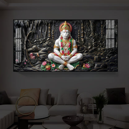 Lord Hanuman Modern Luxury Backlight Horizontal Wall Art
