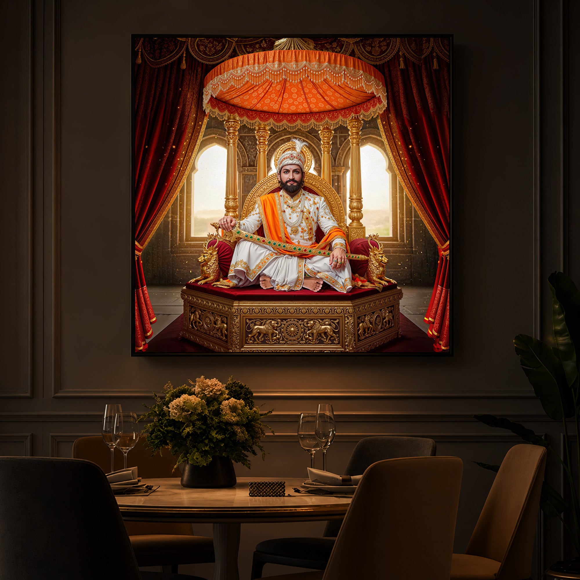 Rajyabhishek of Chattrapati Shivaji Maharaj Modern Luxury Backlight Square Wall Art