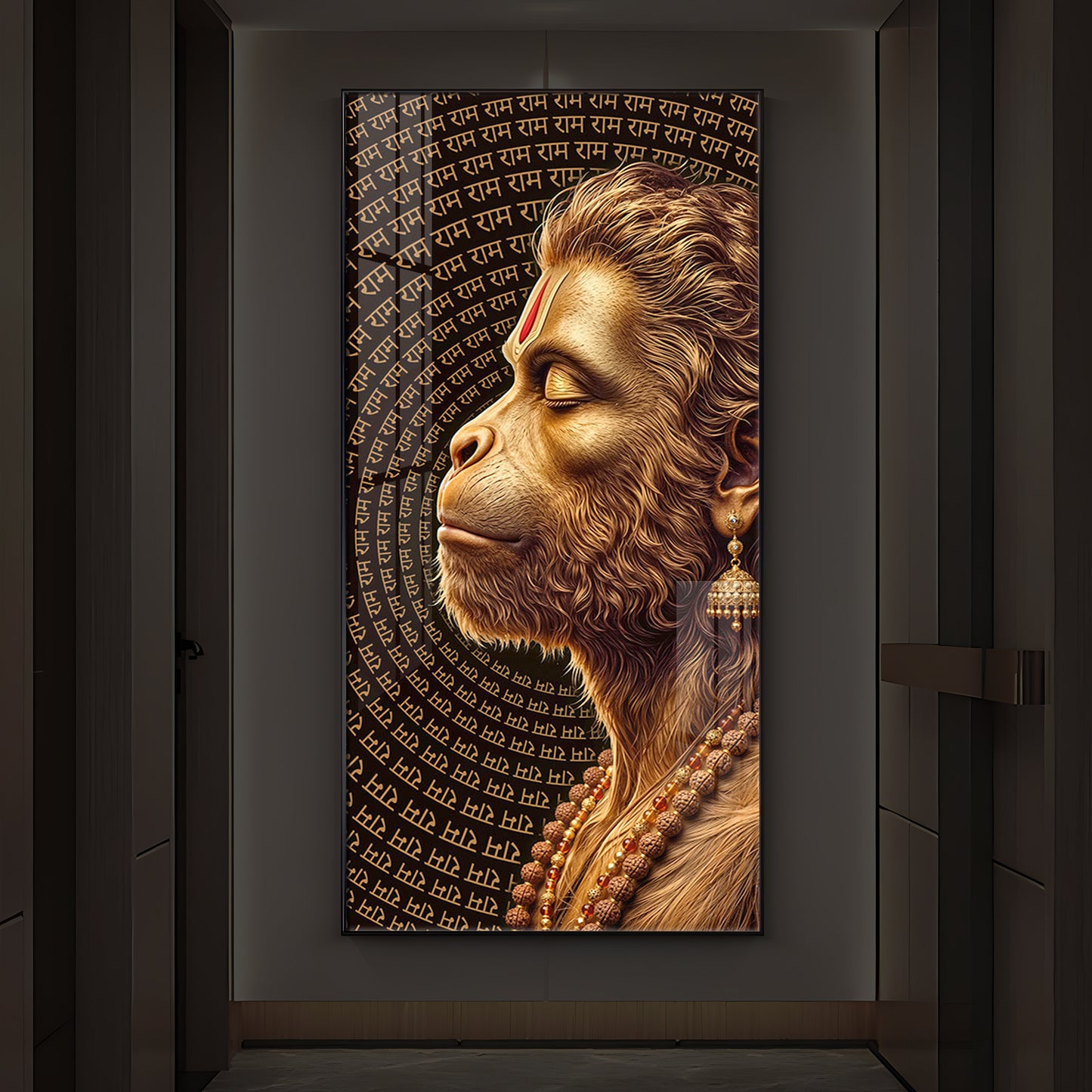 Hanuman Ji Modern Luxury Backlight Vertical Wall Art