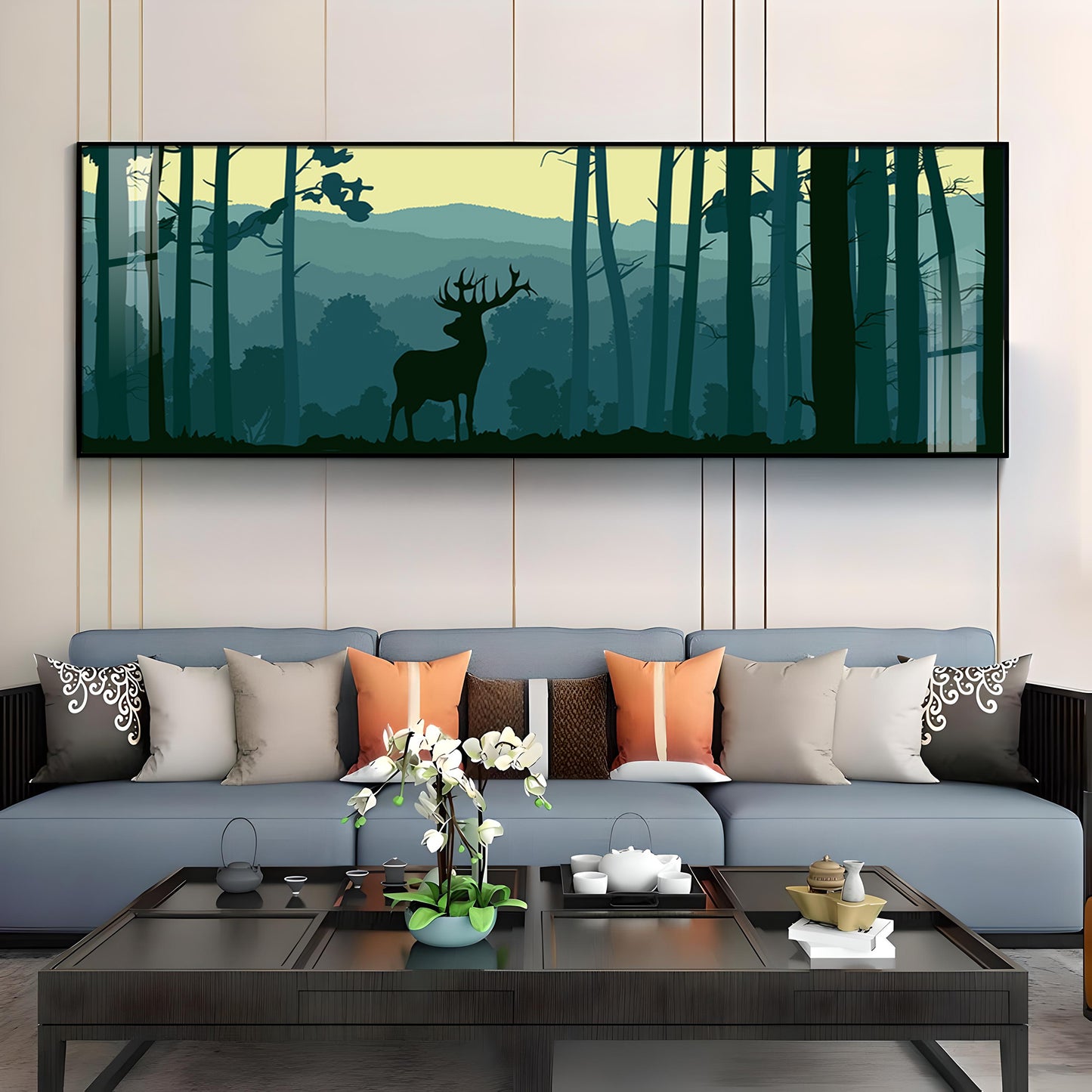 Deer In Forest Premium Acrylic Horizontal Wall Art