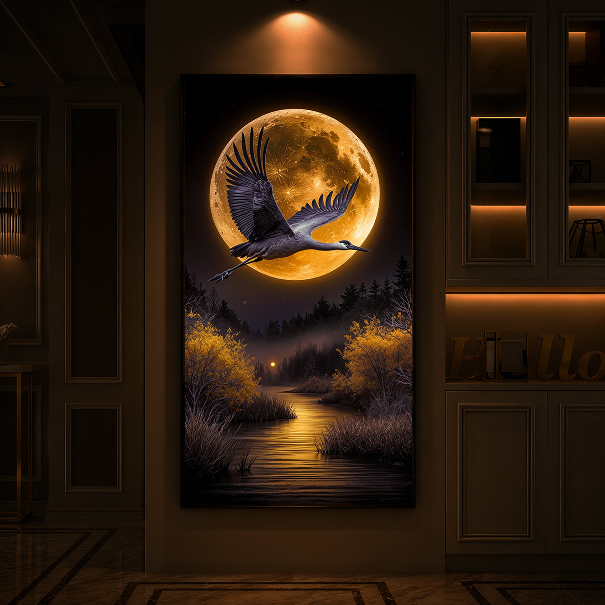 Regalia Bird Modern Luxury Backlight Vertical Wall Art