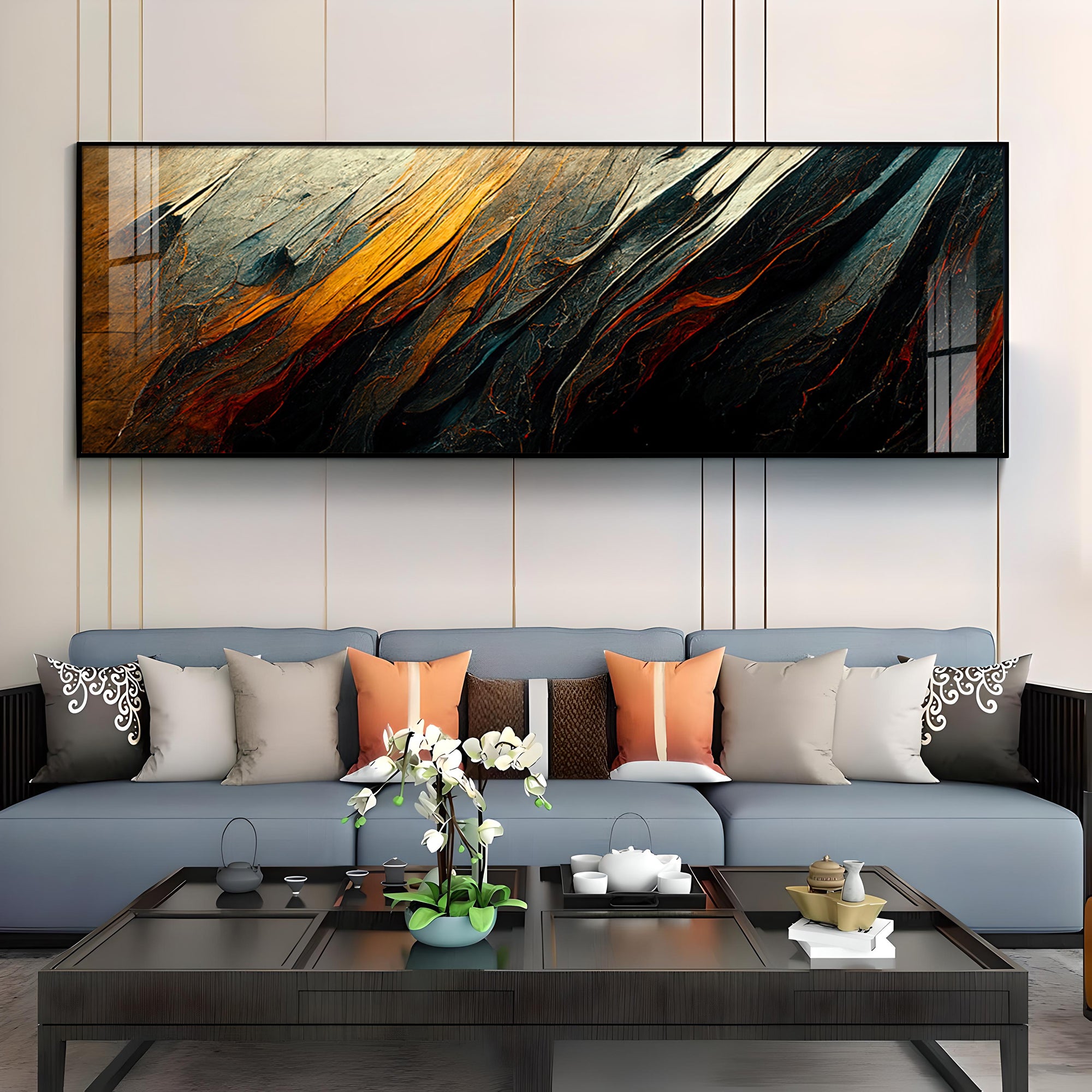 Ember Color Flow Premium Acrylic Horizontal Wall Art