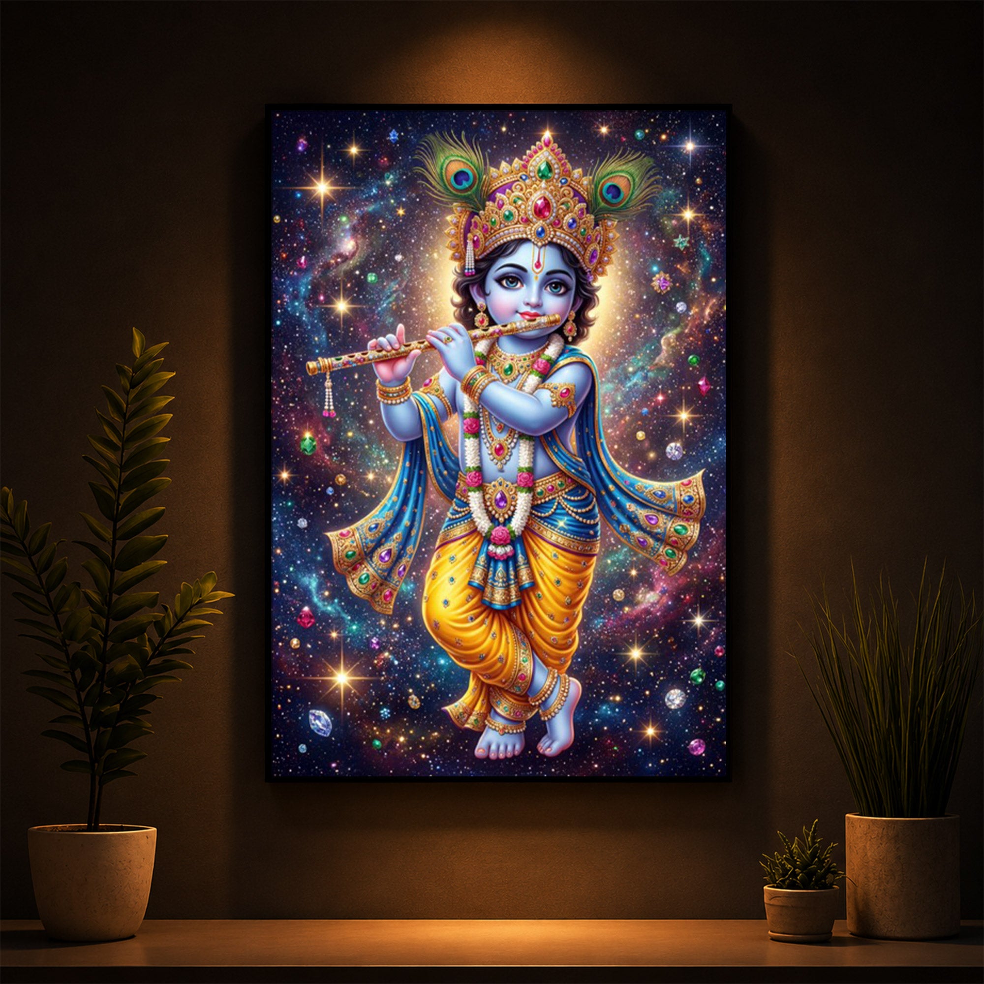 Bal Shree Krishna Modern Luxury Backlight Vertical Wall Art