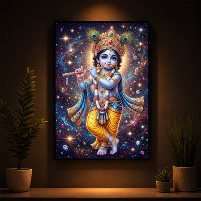 Bal Shree Krishna Modern Luxury Backlight Vertical Wall Art