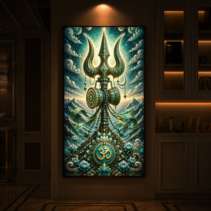 Lord Shiva's Trishul  Modern Luxury Backlight Vertical Wall Art