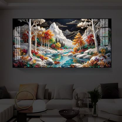 Mountain Serenity Modern Luxury Backlight Horizontal Wall Art