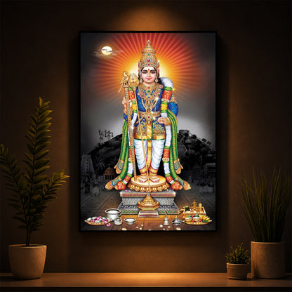 Lord Kartikeyan Modern Luxury Backlight Vertical Wall Art
