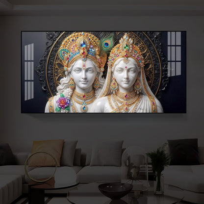 Generic Radha Krishna Modern Luxury Backlight Horizontal Wall Art