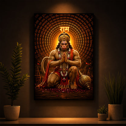 Bajrang Bali Modern Luxury Backlight Vertical Wall Art