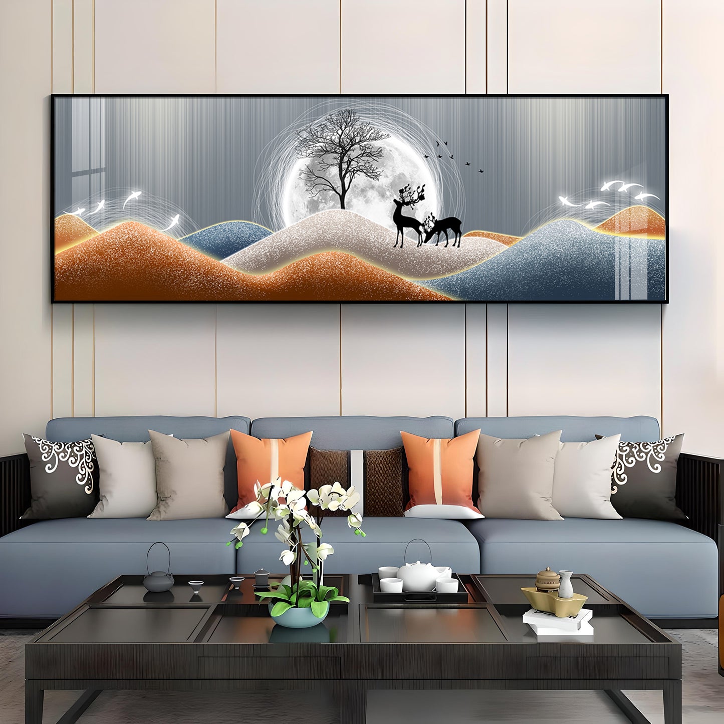 Deer & Tree Harmony Premium Acrylic Horizontal Wall Art