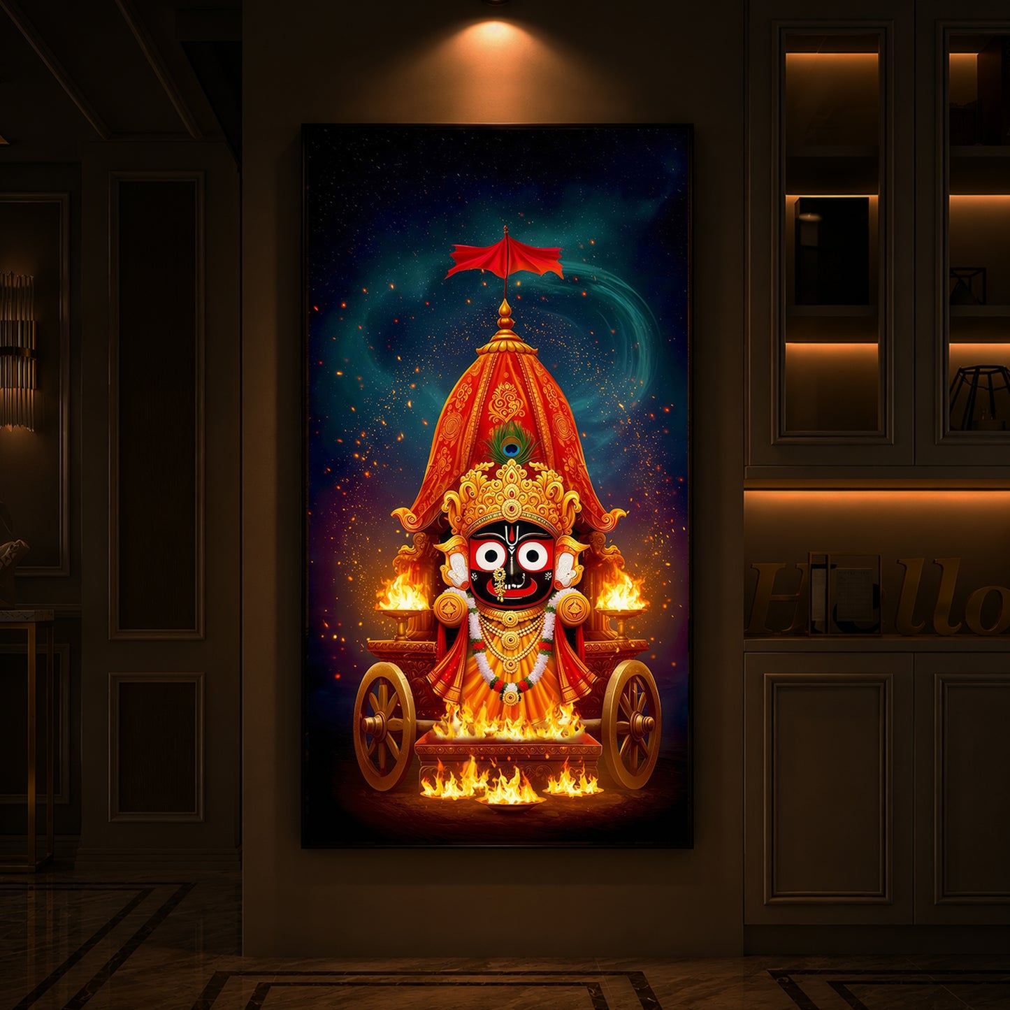 Jagannath Prabhu Modern Luxury Backlight Vertical Wall Art