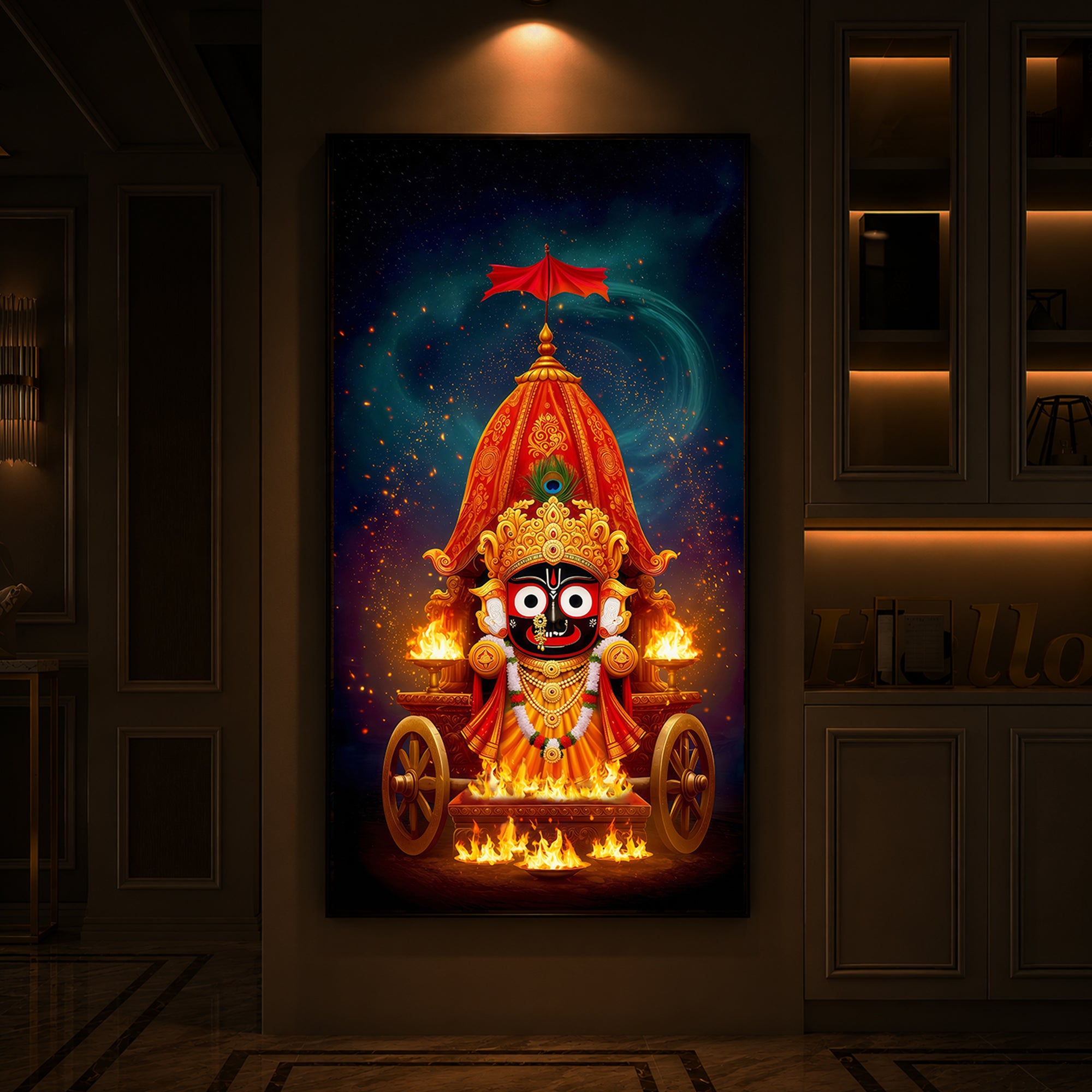 Jagannath Prabhu Modern Luxury Backlight Vertical Wall Art