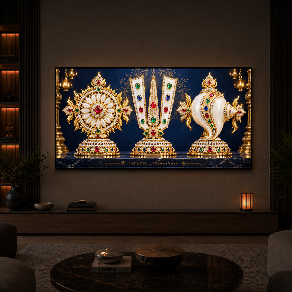 Divine Balaji Symbols Modern Luxury Backlight Horizontal Wall Art