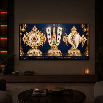 Divine Balaji Symbols Modern Luxury Backlight Horizontal Wall Art
