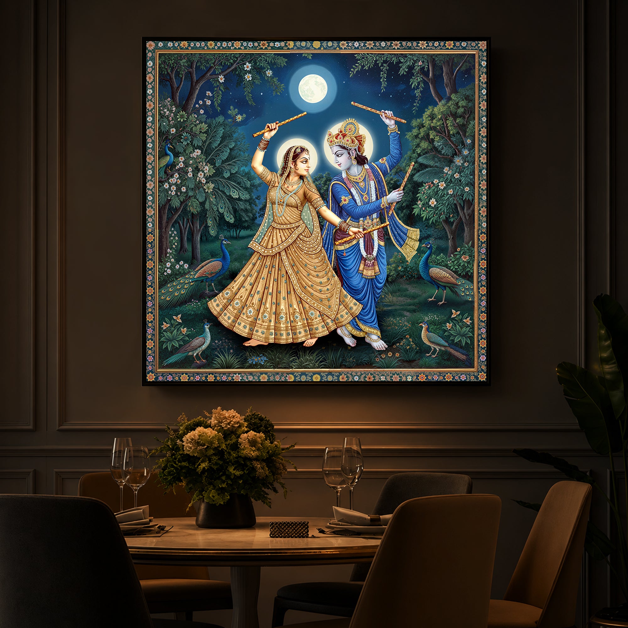 Radha Krishna Definition Of Love Modern Luxury Backlight Square Wall Art