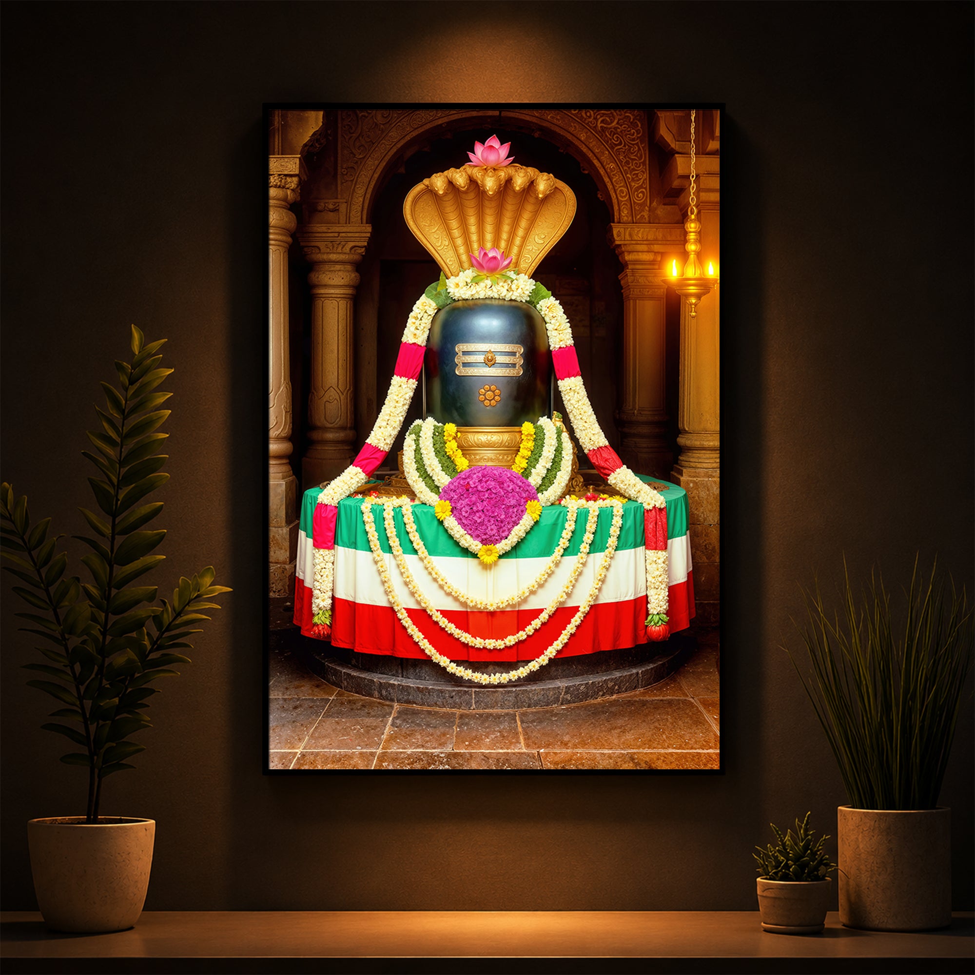 Om Namaha Shivaya Modern Luxury Backlight Vertical Wall Art