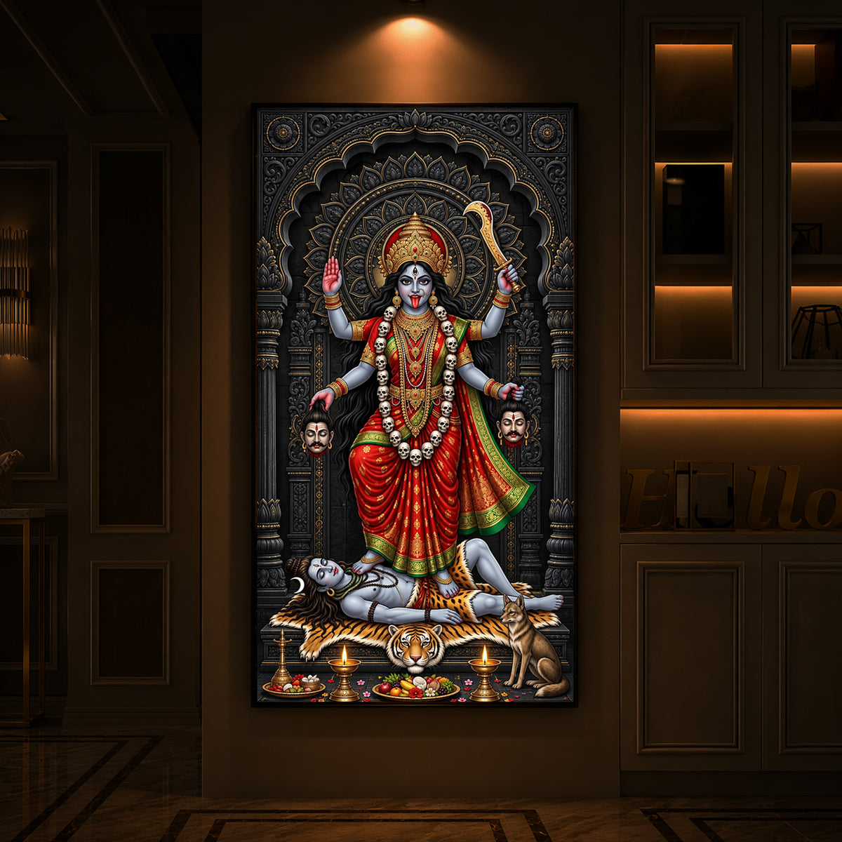 Mahakali Modern Luxury Backlight Vertical Wall Art