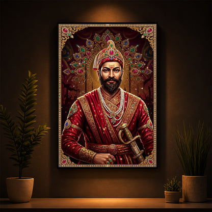 Chhatrapati Shivaji Maharaj  Modern Luxury Backlight Vertical Wall Art