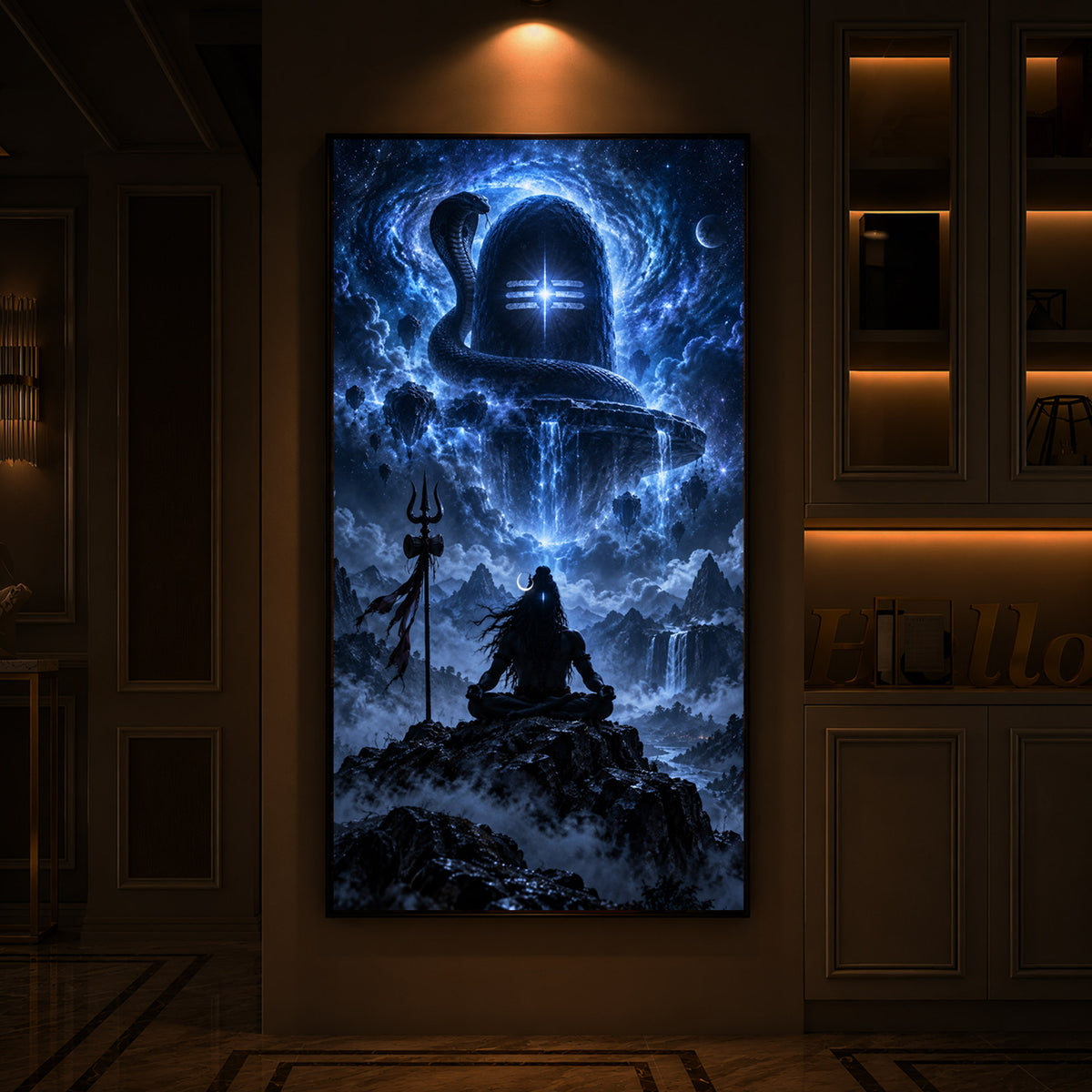 Shiva Cosmic Glow Modern Luxury Backlight Vertical Wall Art