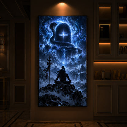 Shiva Cosmic Glow Modern Luxury Backlight Vertical Wall Art