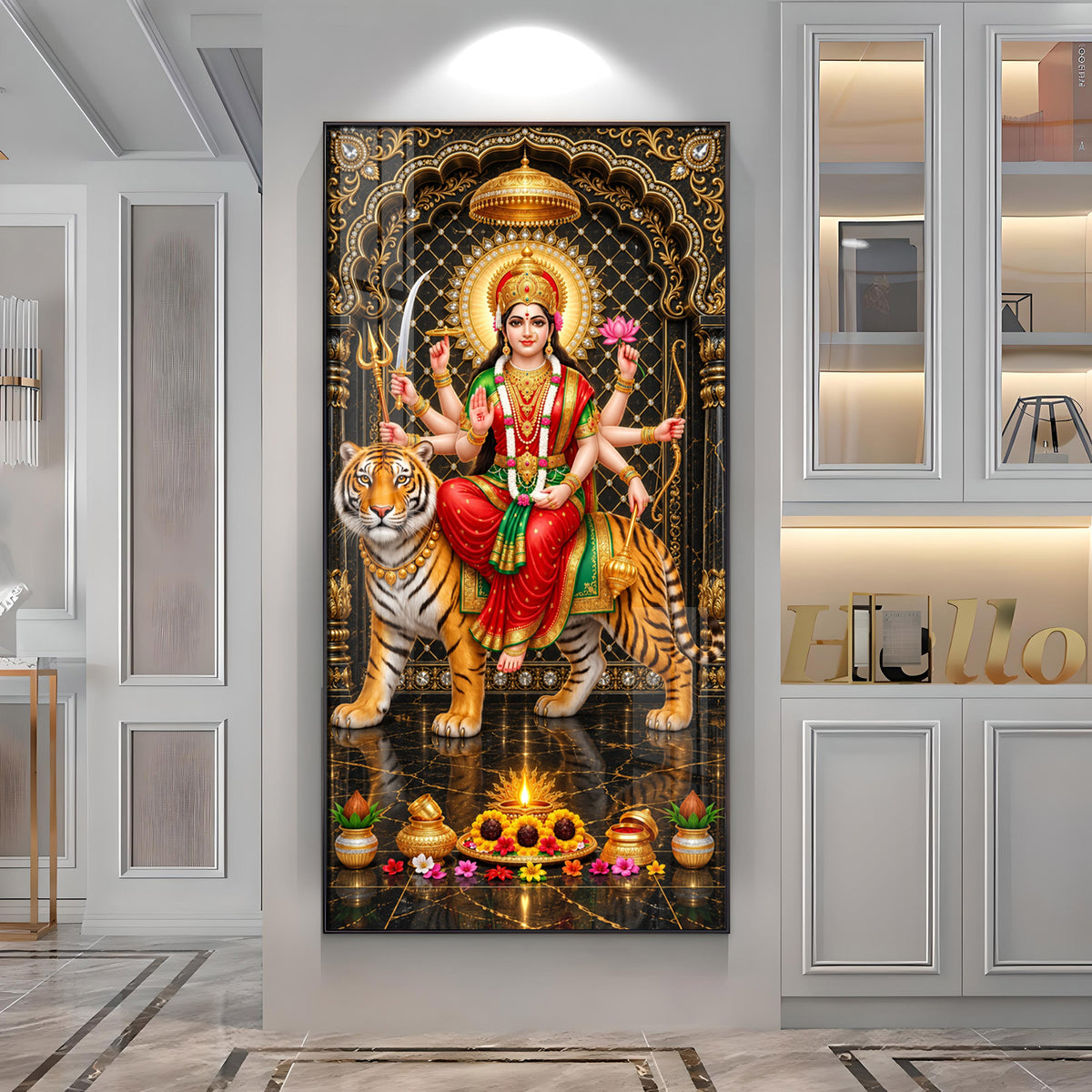 Durga Mata Premium Acrylic Vertical Wall Art