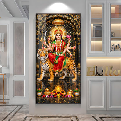 Durga Mata Premium Acrylic Vertical Wall Art