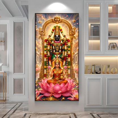 Goddess Lakshmi With Lord Narayan Premium Acrylic Vertical Wall Art