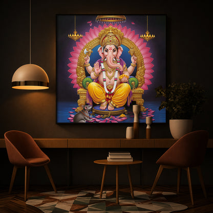 Divine Ganesh JI Modern Luxury Backlight Square Wall Art