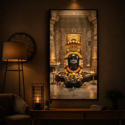 Shree Somnath Jyotirlinga Modern Luxury Backlight Vertical Wall Art