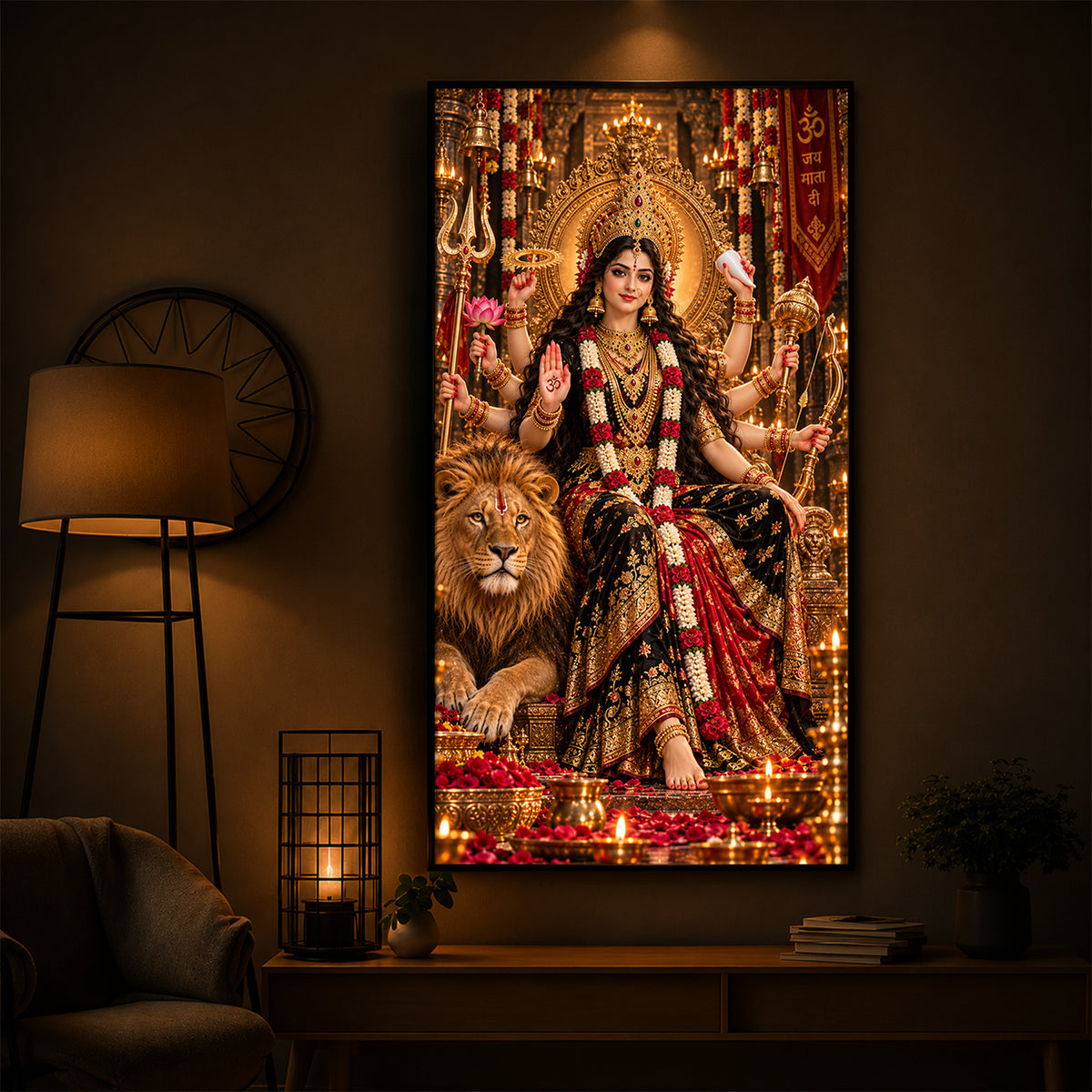 Maa Jagdamba Modern Luxury Backlight Vertical Wall Art