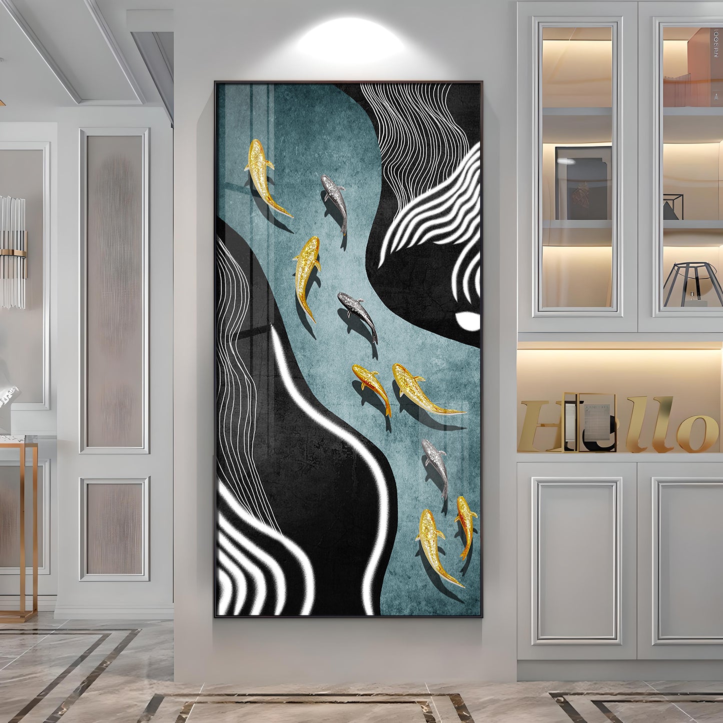 Fish Flow Fusion Premium Acrylic Vertical Wall Art