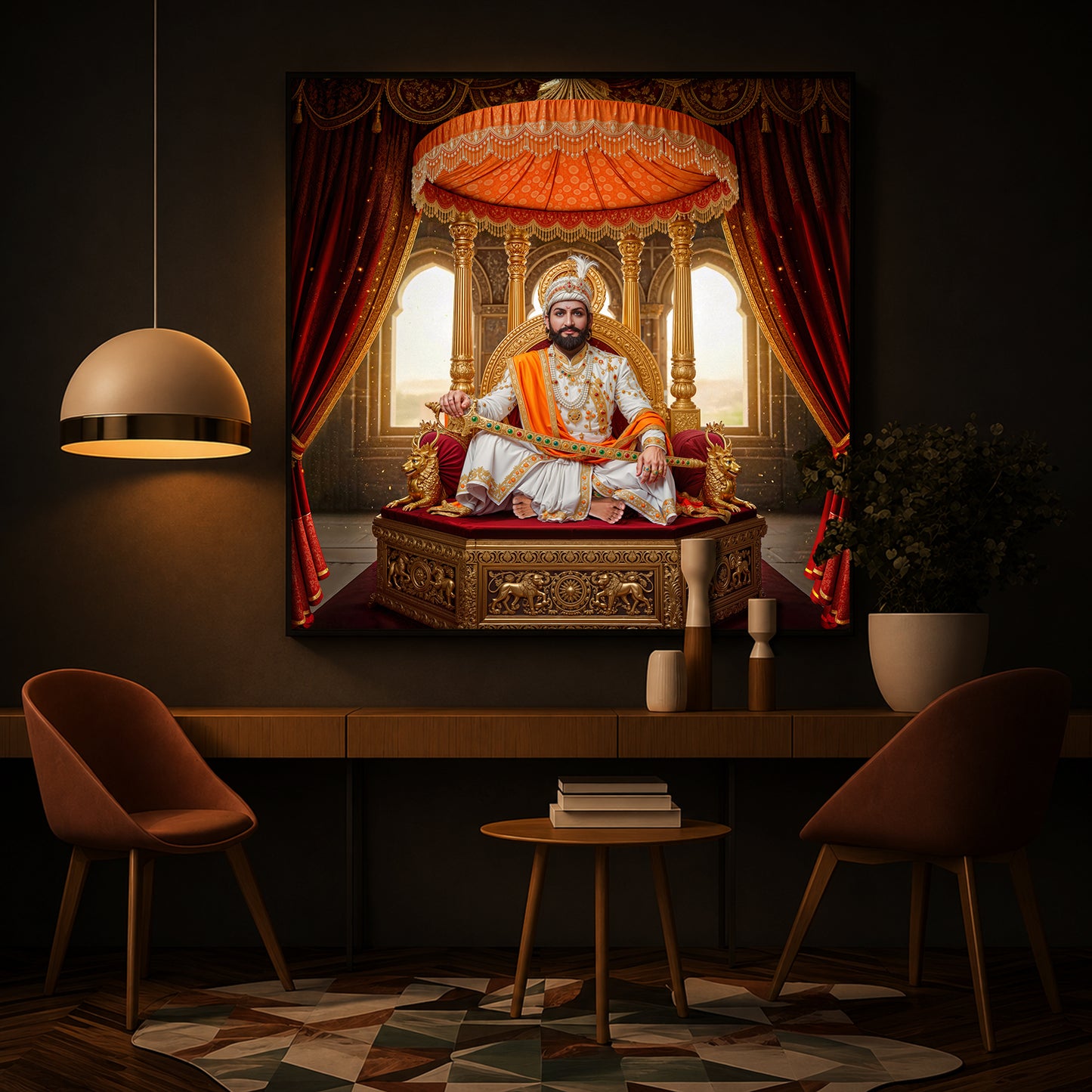 Rajyabhishek of Chattrapati Shivaji Maharaj Modern Luxury Backlight Square Wall Art