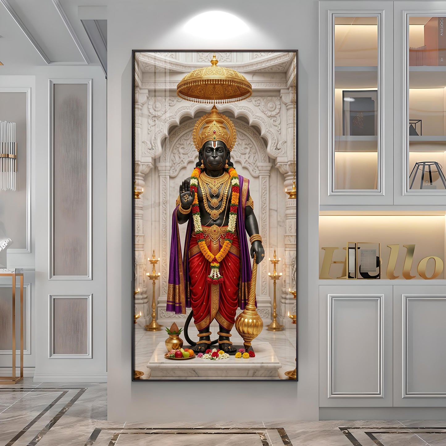 Divine Guardian Hanuman Premium Acrylic Vertical Wall Art