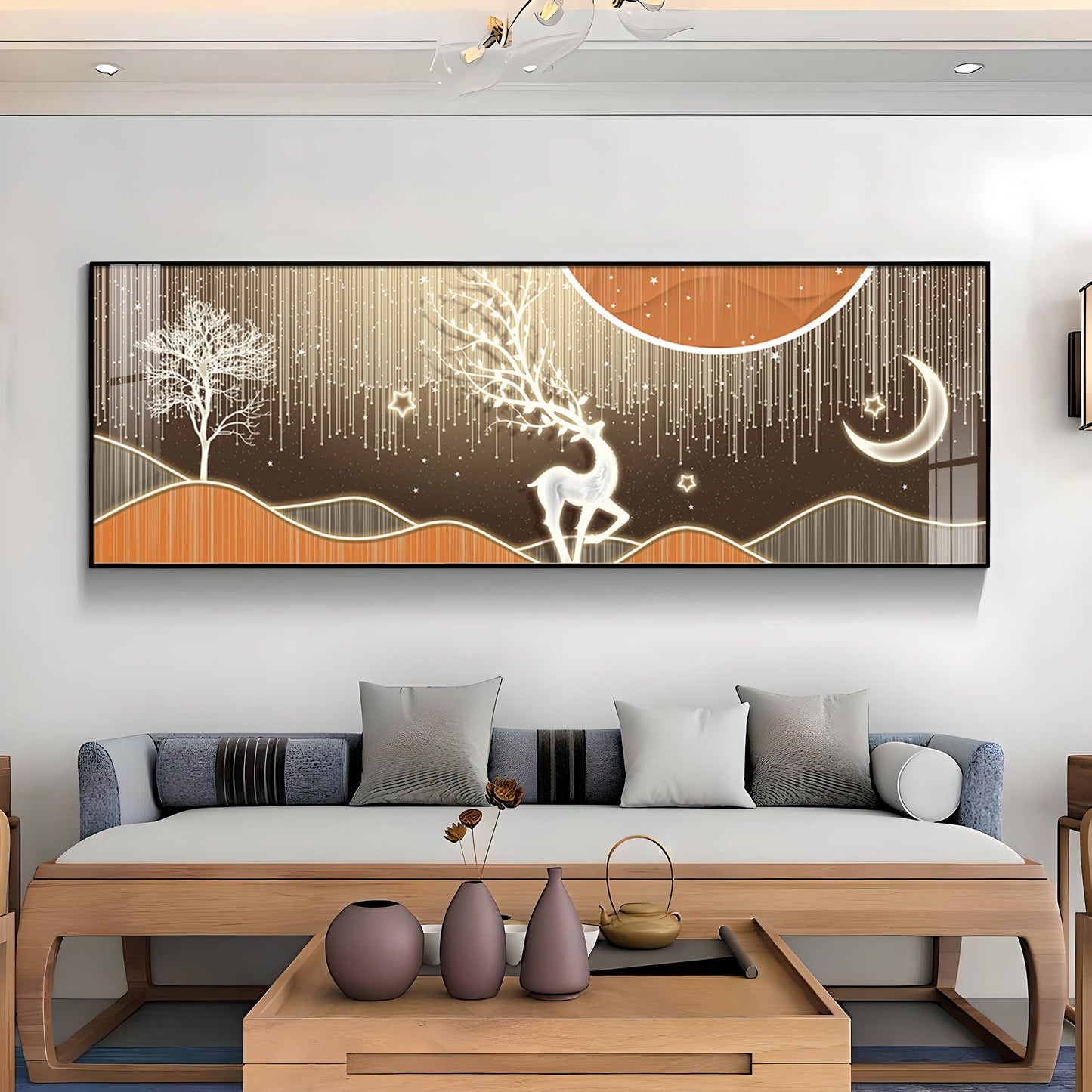 Deer In Serene Snowy Sentinel Premium Acrylic Horizontal Wall Art